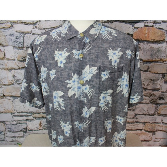 TOMMY BAHAMA Men's Hawaiian Camp Shirt All Silk Floral Pattern Short Sleeve 2XL - Picture 3 of 13